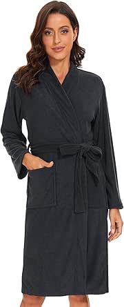 Vislivin Womens Lightweight Bathrobe Soft Kimono Robes Terry Cloth Bathrobe Knee Length Bath Gown