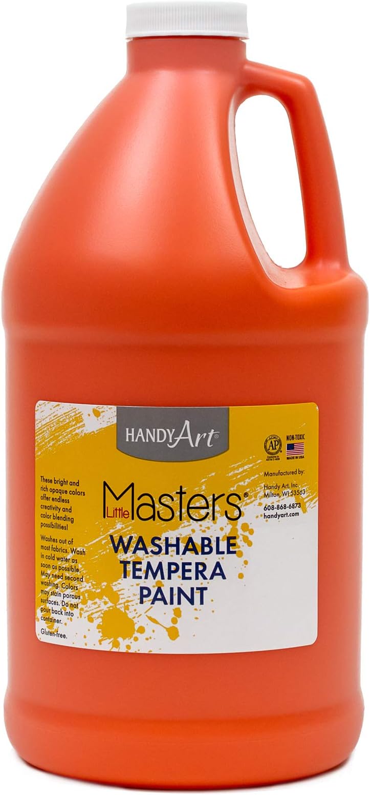 Little Masters Washable Tempera Paint, 64 Fl Oz (Pack of 1), Orange