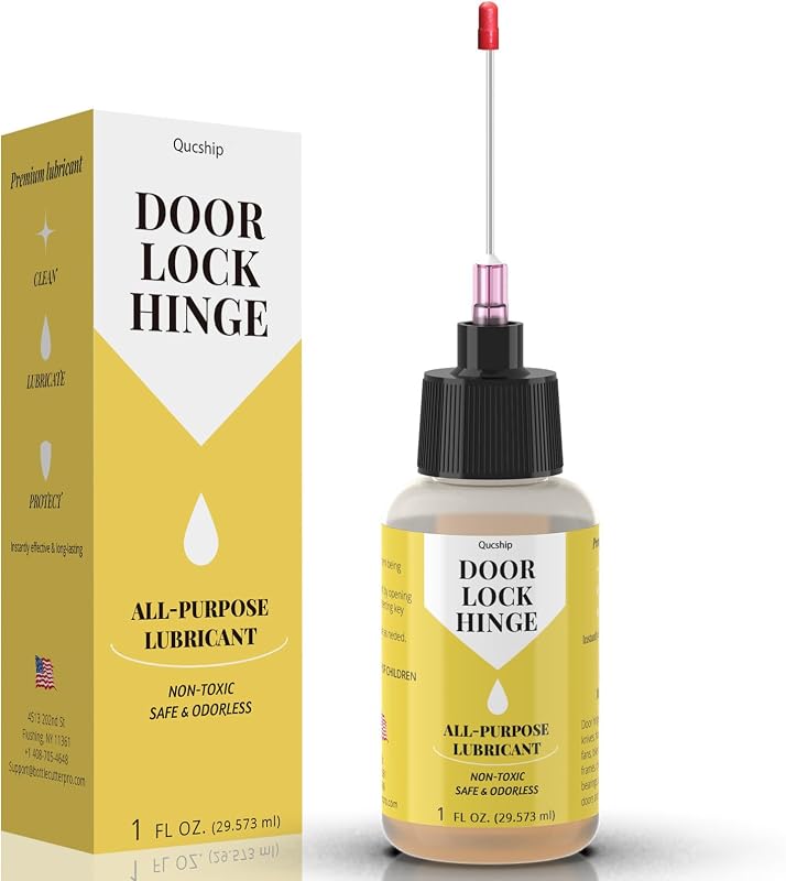 Lubricante para bisagras de puertas, engrasador de agujas de 1 oz para cerraduras, herramientas, bicicletas | Detiene chirridos rápidos, cerraduras y bisagras suaves, evita el óxido, lubricante multiusos para bisagras de puertas para automóviles, herramientas, cadenas de bicicletas