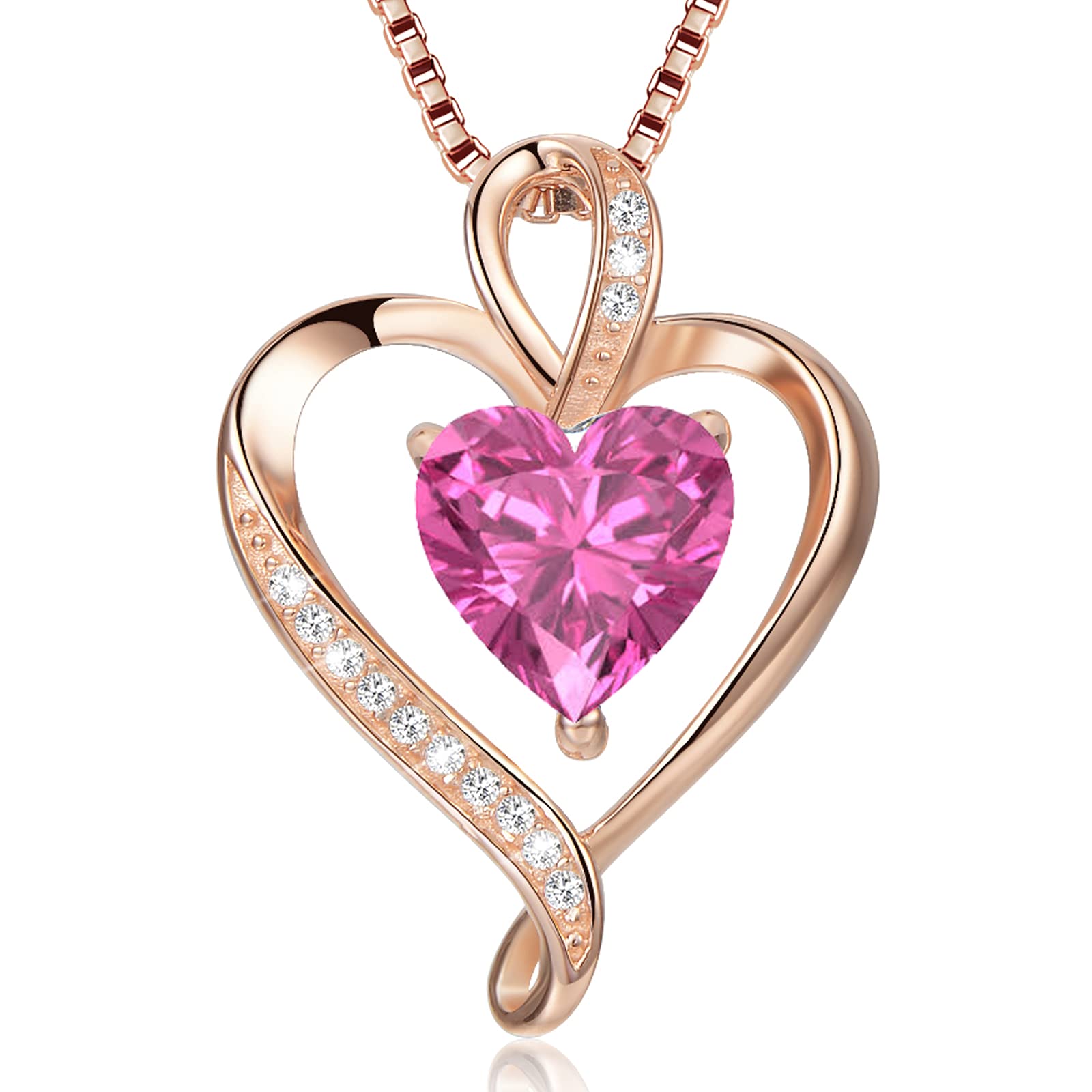 LAVUMO Herzkette 925 Silber/Messing Rosegold Gold Damen Halskette Geschenk | Herz änhänger Kette Damen Schmuck Geschenk für Frau Frauen an Geburtstags Weihnachten Valentinstag Hypoallergen Ketten