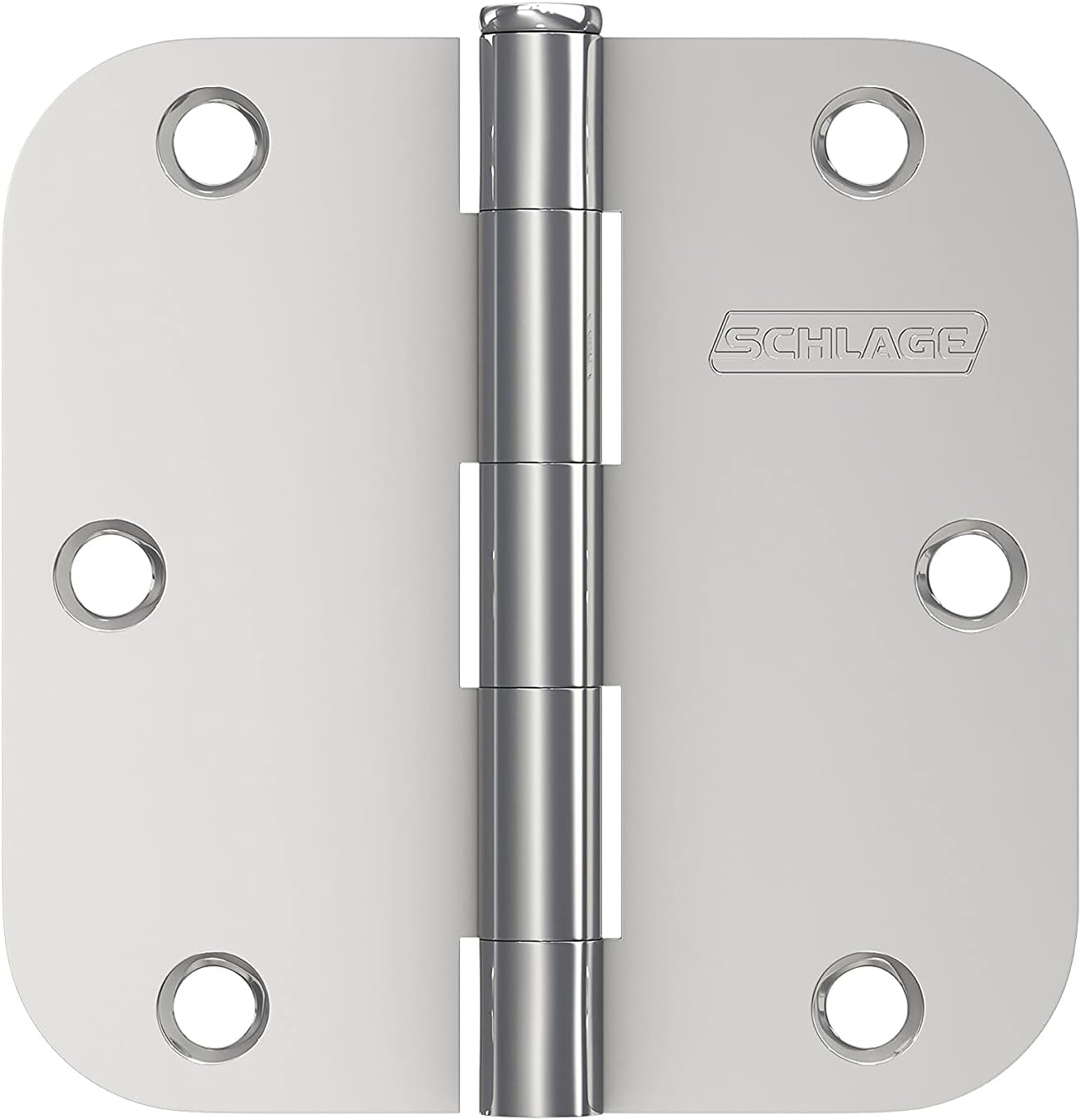 Schlage 3.5" Door Hinge with 5/8" Radius Round Corner in Bright Chrome (3-Pack)