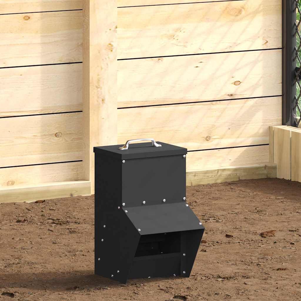 Mangeoire pour poules en métal noir distributeur de nourriture pour volailles