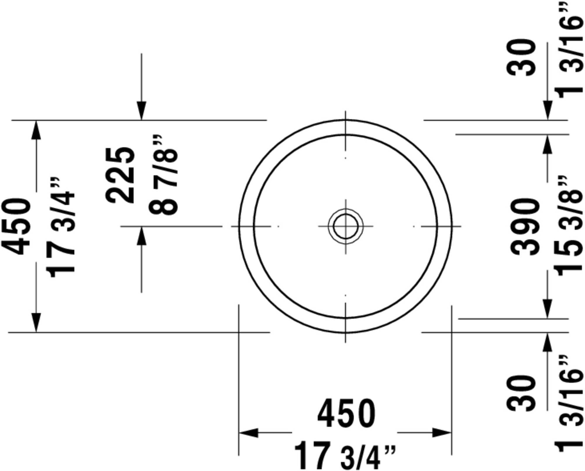 Lavabo empotrado Duravit Architec 45cm, empotrado desde arriba, 0318450000