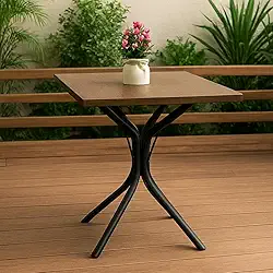 Mesa Bistro Mdf Aço Baixa Quadrado Bar Restaurante Cozinha Tampo Amadeirado