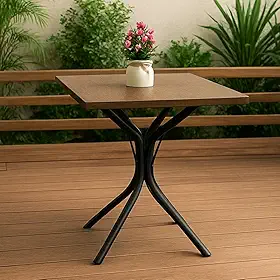 Mesa Bistro Mdf Aço Baixa Quadrado Bar Restaurante Cozinha Tampo Amadeirado