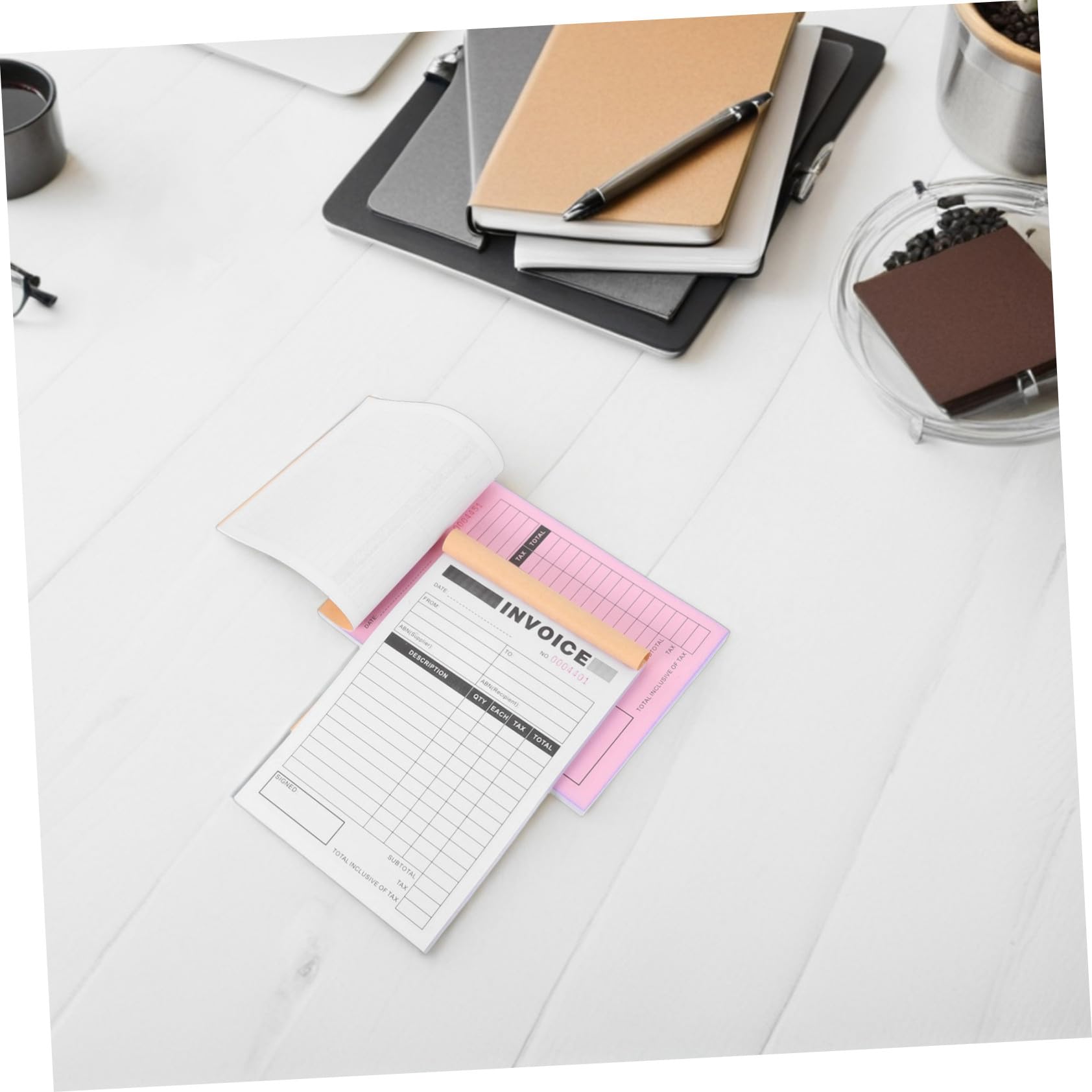 OSALADI Rechnungsblock mit 2-fachem Durchschlag Papier mit Schreibunterlage 5 Stück für Bestellungen und Fotostudios Klar Lesbar