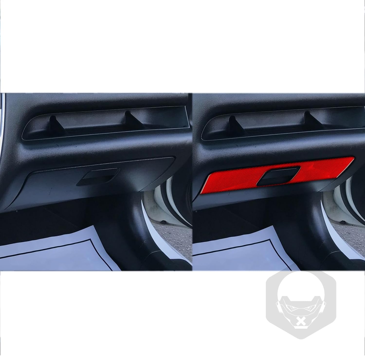 Car Co-Pilot Glove Box Panel Anti-Collision Cover Decorative Strip Sticker Real Carbon Fiber Trim Compatible with Honda Civic Si 2001 2002 2003 2004 2005 Auto Interior Accessories red