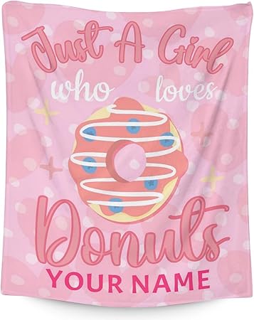 Girls Blanket - 40"x50" Cute Donut Throw Blanket Gifts for Girls - Personalized Pink Soft Fuzzy Doughnut Blanket for Couch & Living Room