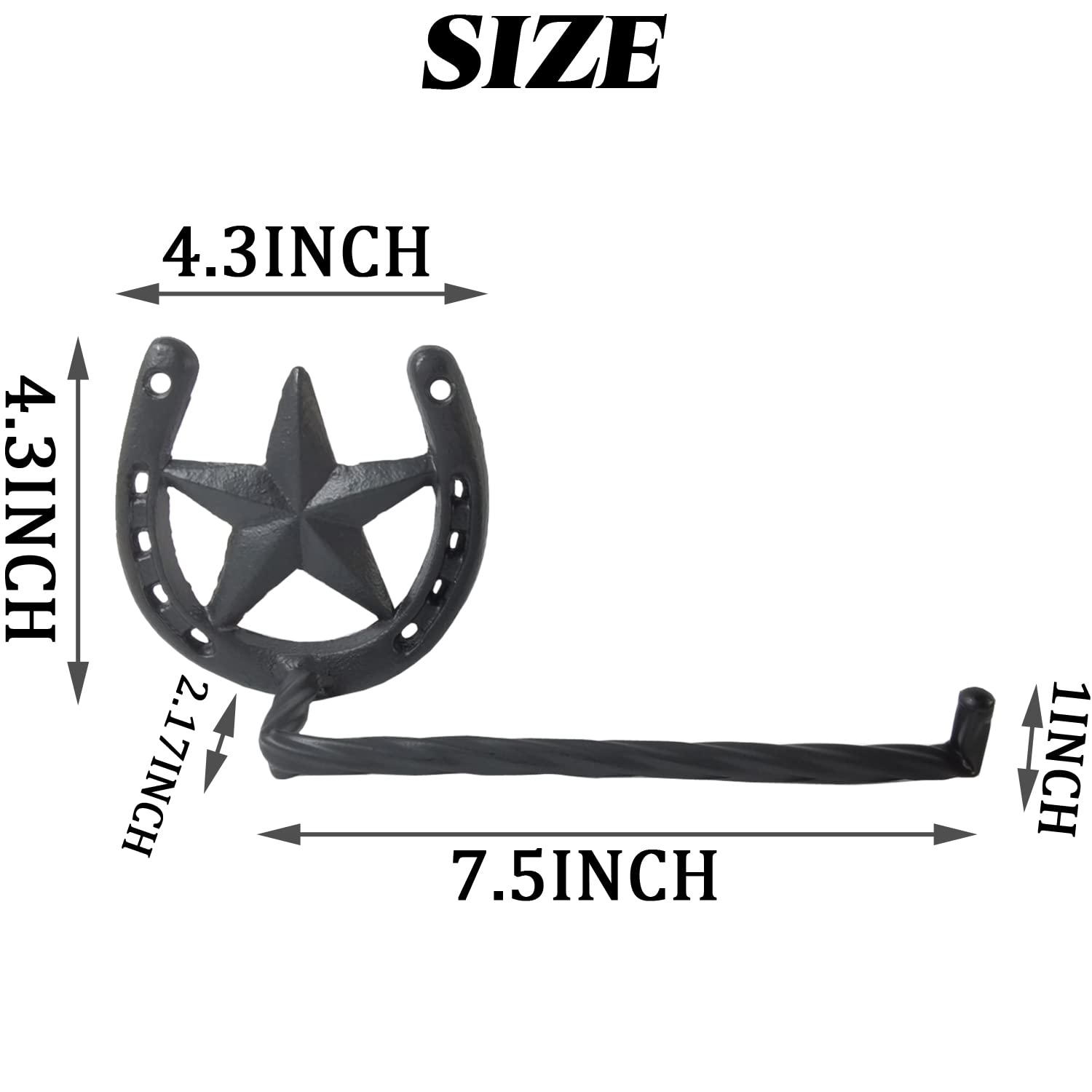 NSBELL 2PCS Cast Iron Horseshoe Toilet Paper Holder Western Decor Southwestern Bathroom Toilet Paper Holder Cast Iron Wall Decor Toilet Roll Holder Black Wall Mount Toilet Paper Bar
