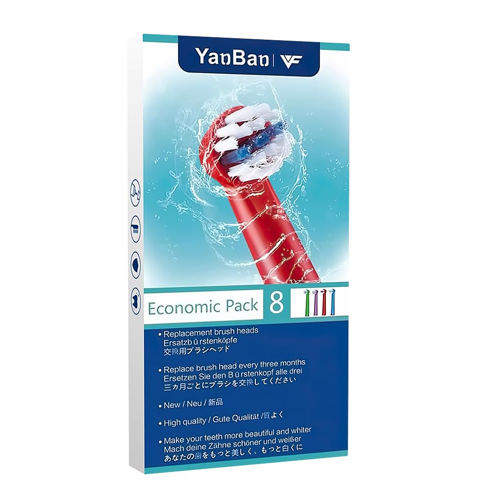 YanBan 8 pezzi Testina per spazzolino per bambini per Oral B, testine di ricambio per Braun kids spazzolino elettrico