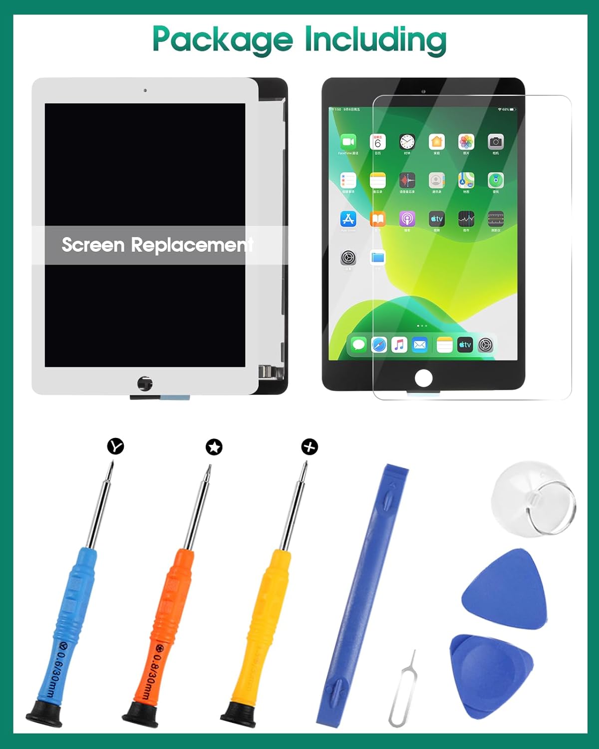 for iPad Air 2 2014 LCD Screen for iPad Air 2 Screen Replacement Air 2nd Gen LCD Display A1566 Touch Digitizer Assembly A1567 Repair Parts White (No Home Button)