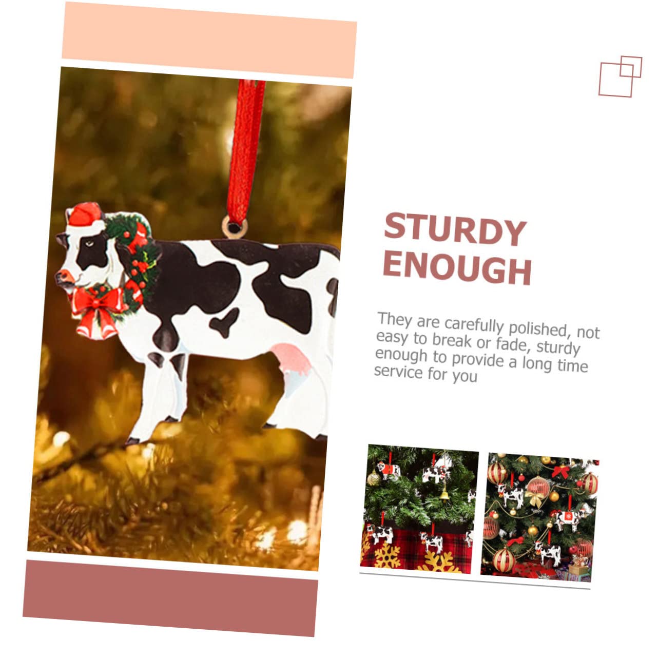 12 STK Kuh Weihnachtskugeln Christbaumschmuck Zum Aufhängen Weihnachtsparty-Dekoration Weihnachtsbaum-Kuh-Ornamente Unvollendeter Kuh-anhänger Grüne Dekorationen Festschmuck Harz IMIKEYA