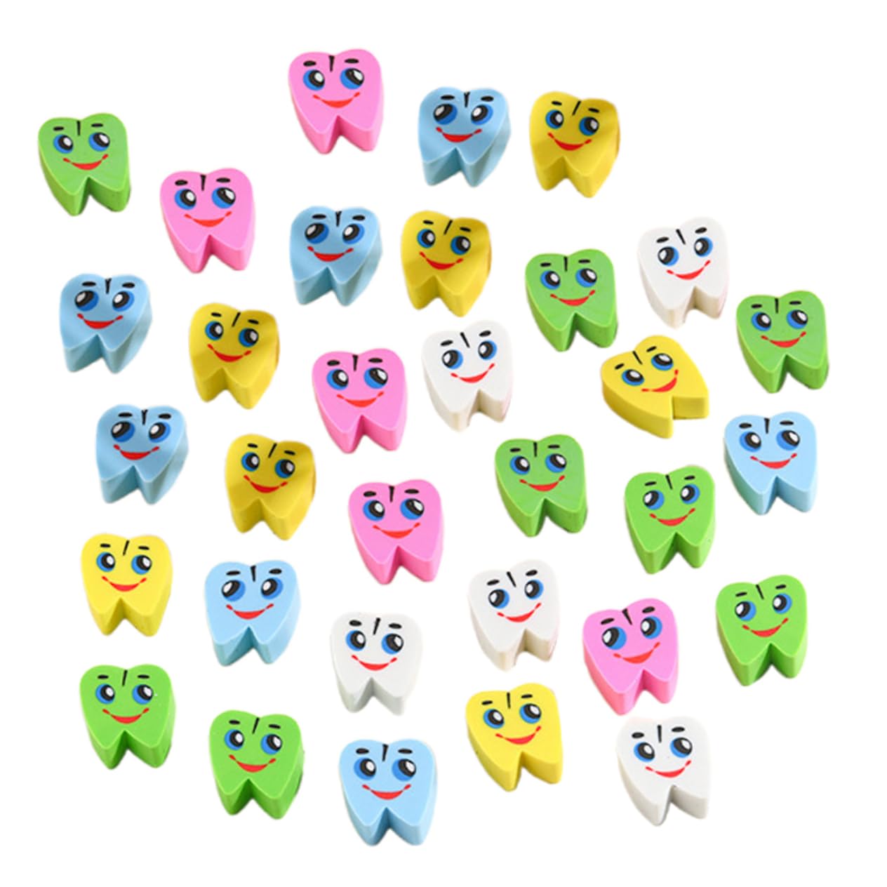 Homoyoyo 70pcs Tooth-Shaped Erasers Kids 's School Art Erasers Mini Pencil Rollers Kawaii Cartoon Pencil