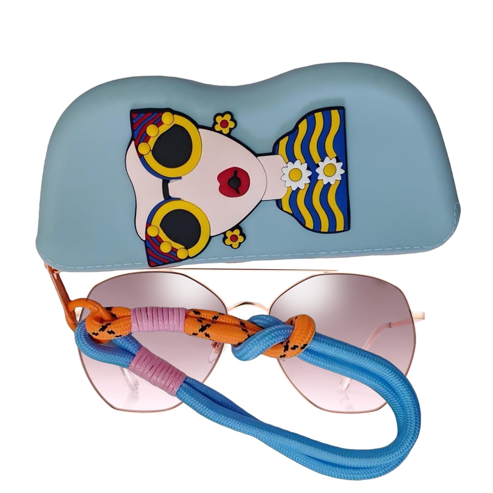 Generico Portaocchiali - Organizer Grazioso per Occhiali da Ragazza,Portaocchiali Da Sole Morbido In Silicone Con Laccetto Polso, Borsa Per Viaggio Escursionismo All'aperto