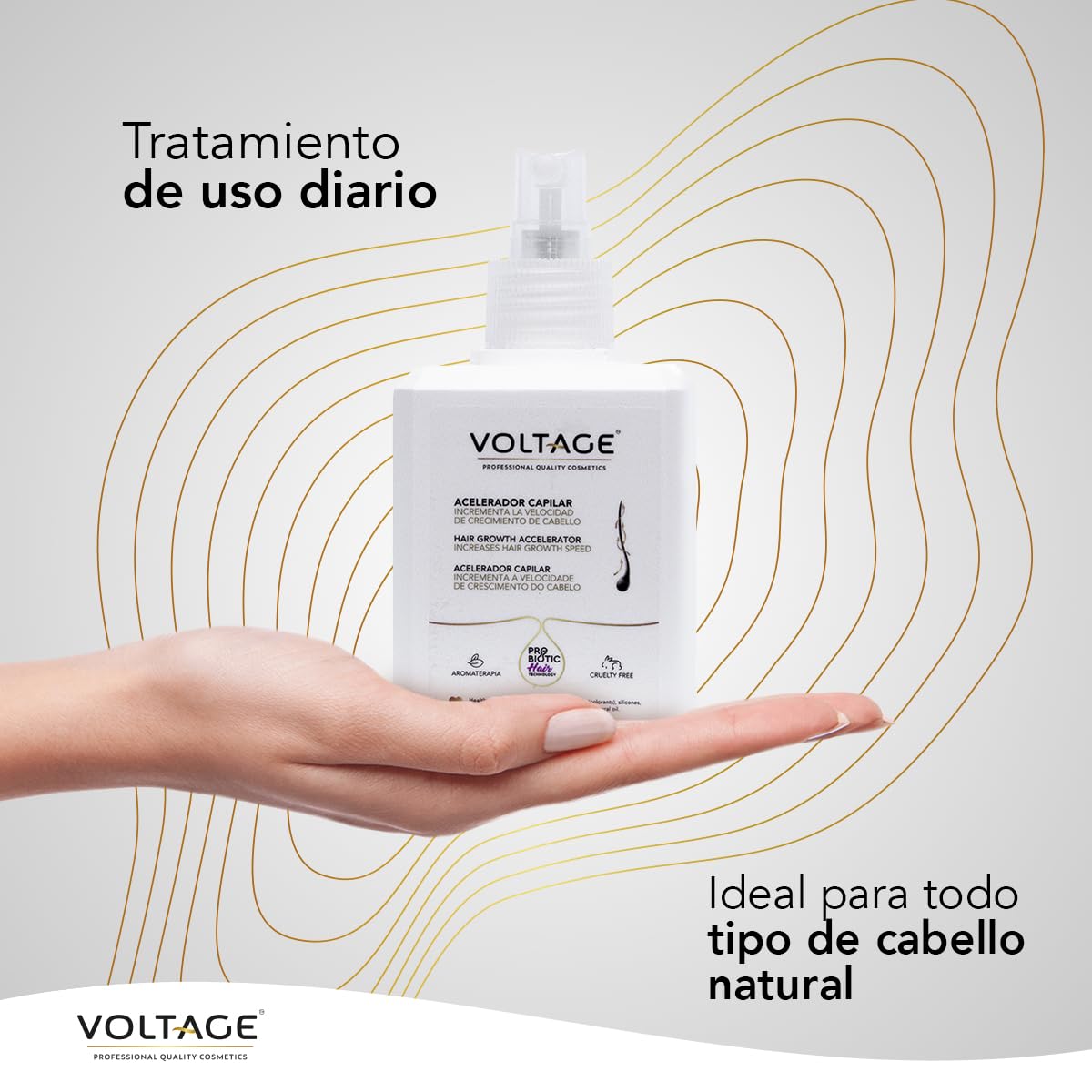 Voltage Cosmetics - Acelerador Capilar - 200ml - Estimula Crecimiento de las Fibras Capilares - Prebiotic Hair Technology - Protección del cuero cabelludo
