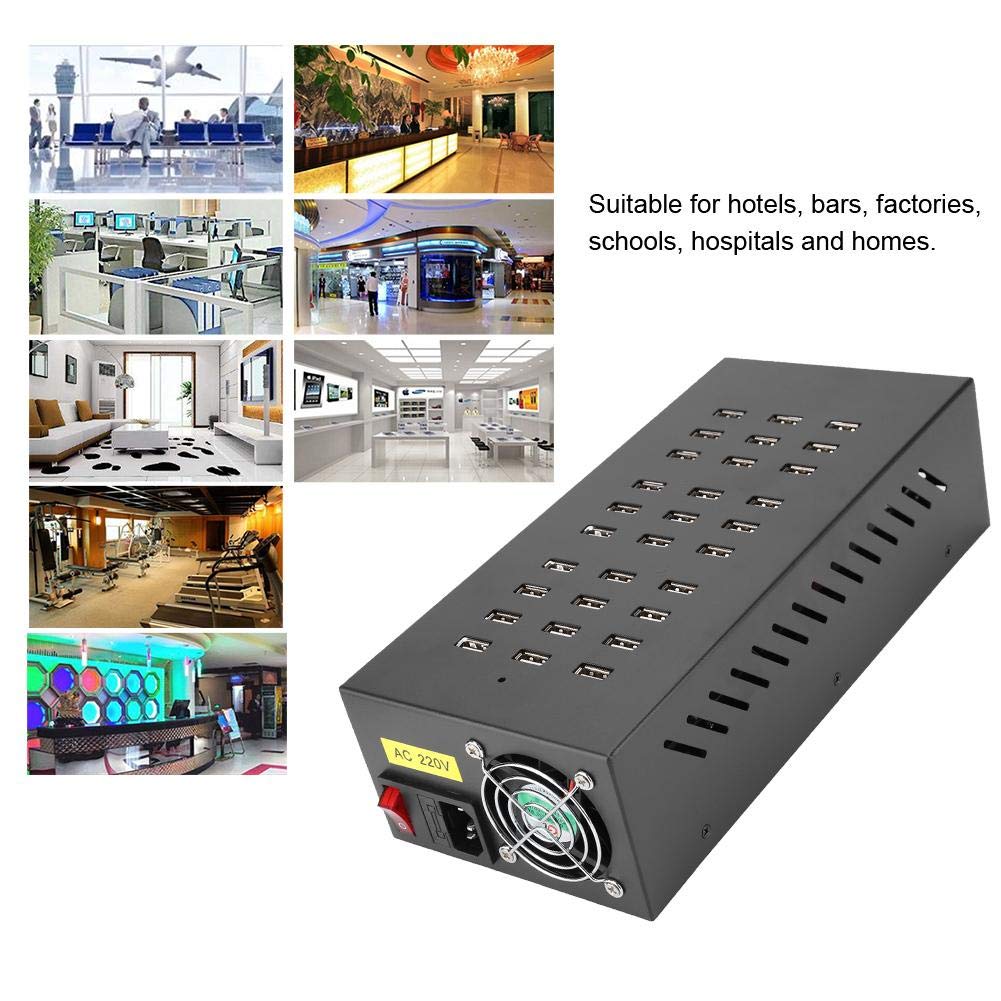 Stazione di Ricarica Hub USB, 30 Porte USB 3.0 Hub con Interruttore per la Ricarica Rapida Prestazioni, USB Hub 3.0 Alimentato per Telefoni Cellulari/Tablet