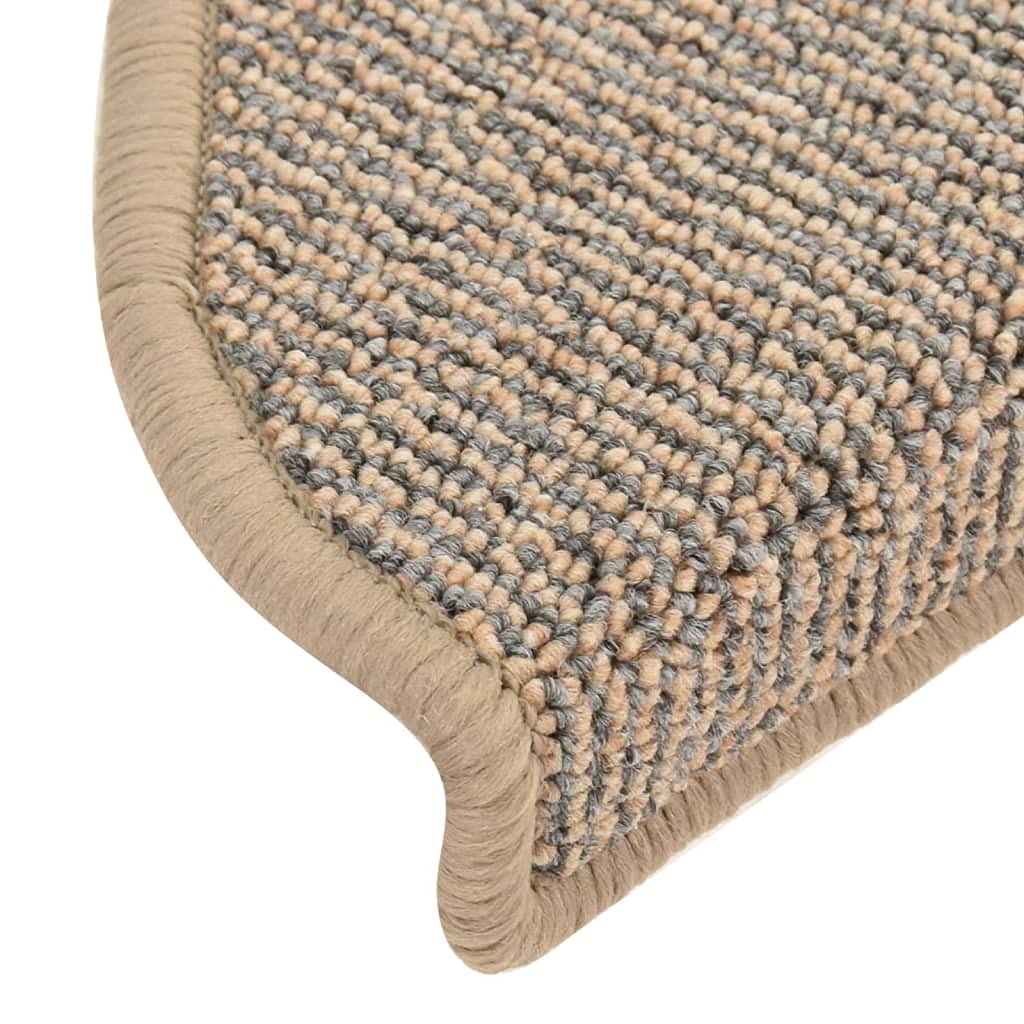 Stufenmatten 15 Stück 65x21x4 cm Braun Halbrund Groß Treppenstufen Matten, Teppich Innen für Treppen, rutschfest Stufenmatten Treppenteppich -A2