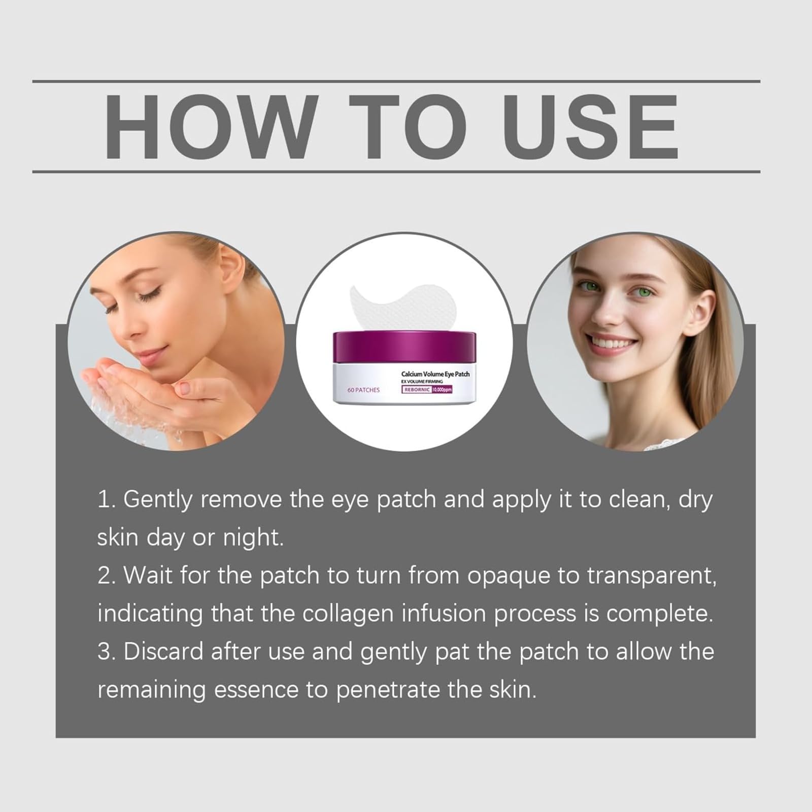 Wapnia plastry pod oczy, hydrożelowe plastry pod oczy, opuchnięte oczy i ciemne koła, kolagen infused anti-aging, ujędrniające żelowe pady nawilżające do cienkich linii i suchości, codzienna