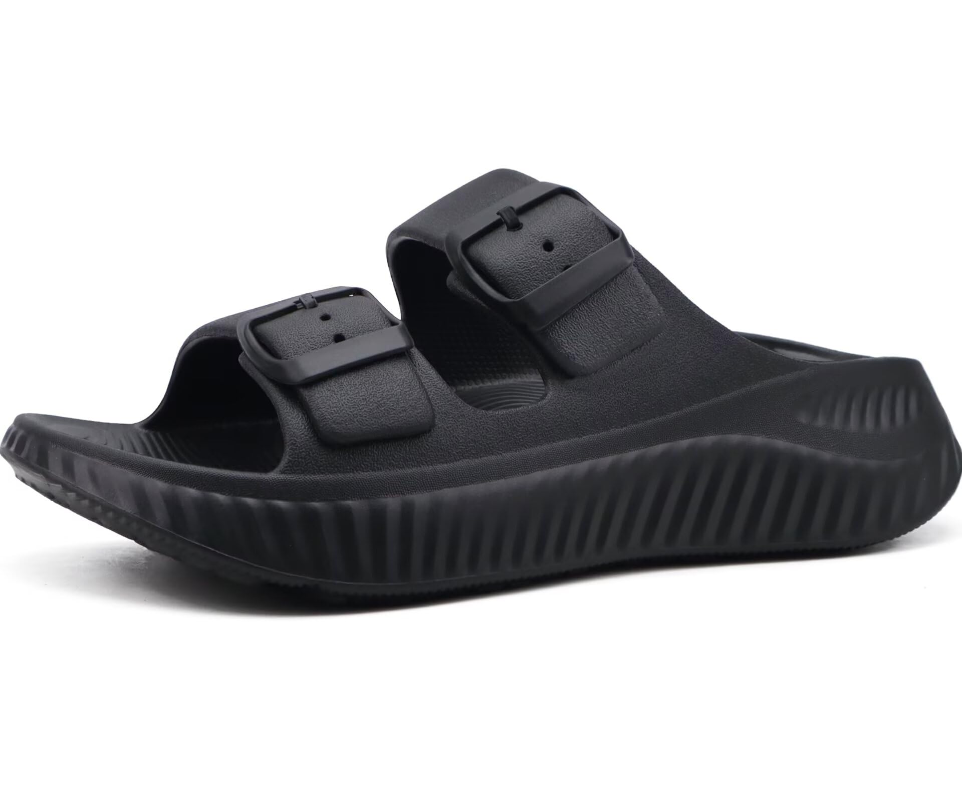 KuaiLu Womens Recovery Sandals With Comfortable Plantar Fasciitis Arch Support, Orthotic Adjustable Thick Cushion Sport Slides Reduces Stress on Feet,