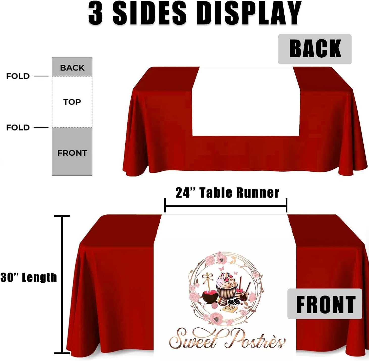 Custom Table Runner, Personalized Table Runner with Business Logo, Customize Table Cloth for Business Vendor Trade Show Shop