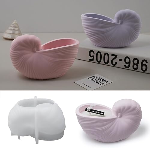 Miniatura 4 de Yalulu 2 moldes para tarros de vela de concha, moldes de concreto de silicona para portavelas, moldes de resina epoxi para velas, moldes de silicona