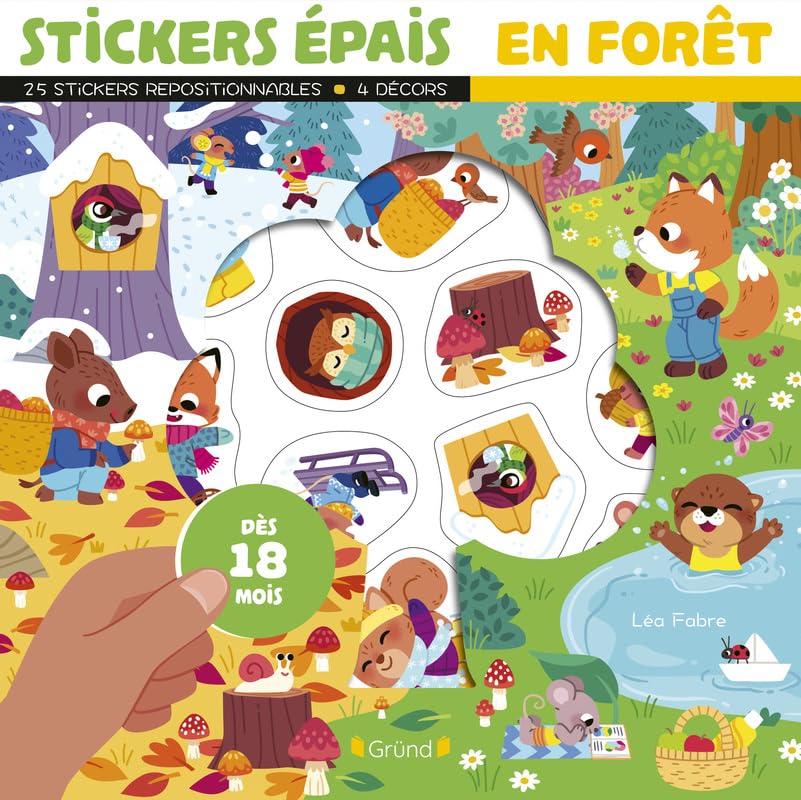 Stickers épais : En forêt Pochette de 25 autocollants épais et repositionnables avec 4 décors À partir de 18 mois