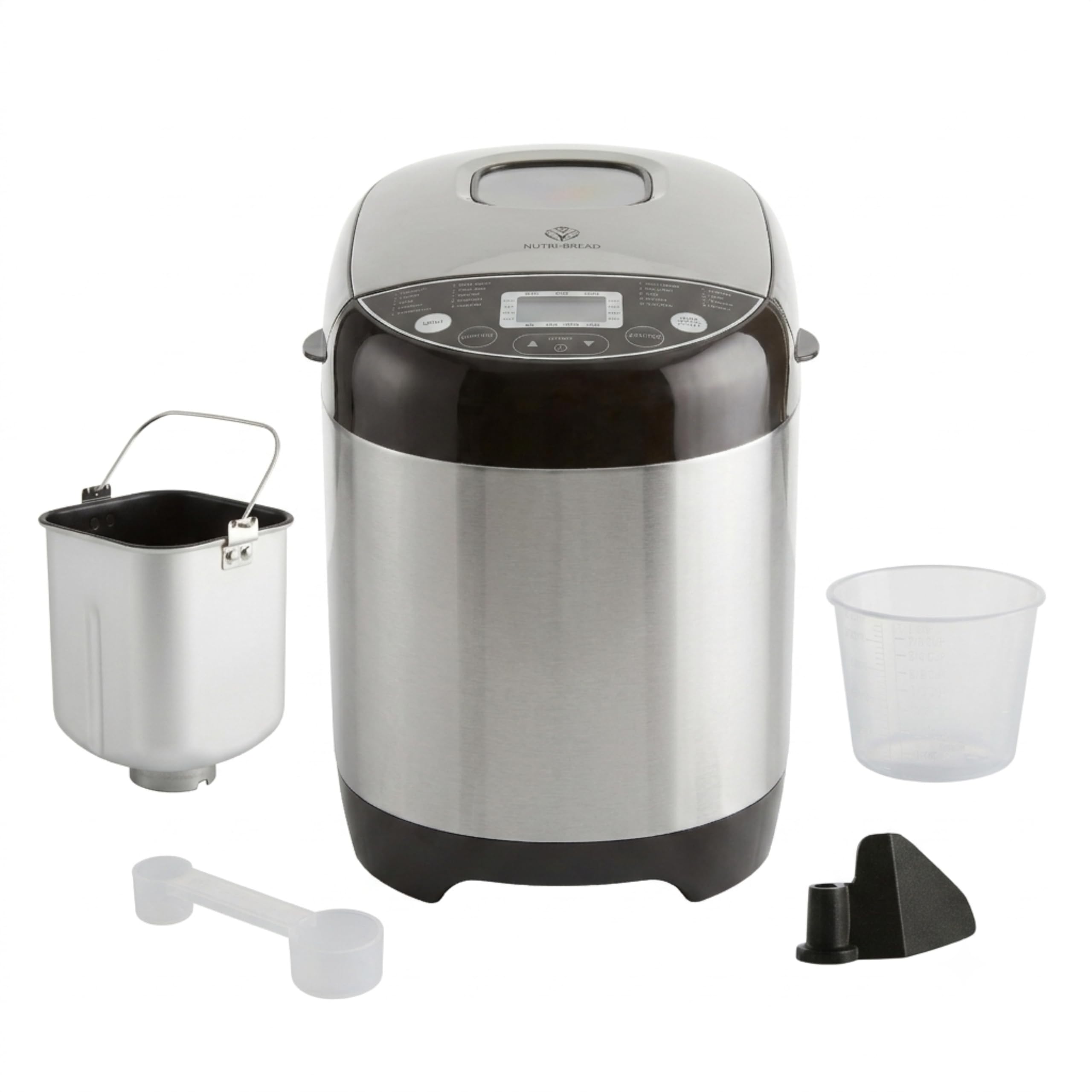 Nutrilovers NUTRI-BREAD-MAKER Edelstahl Brotbackautomat mit 19 Programmen, 3 Bräunungsstufen, Timer, 3 Brotgrößen (500g, 750g, 1000g) inkl. Rezeptbuch
