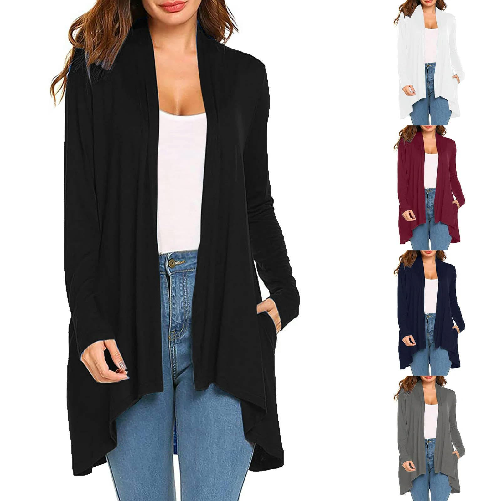 TEidea Cardigan Estivo Donna Autumn Ladies Cardigan: Cardigan Tascabile A Maniche Lunghe con Colore Lungo, Portando alle Donne Una Scelta alla Moda di Abiti