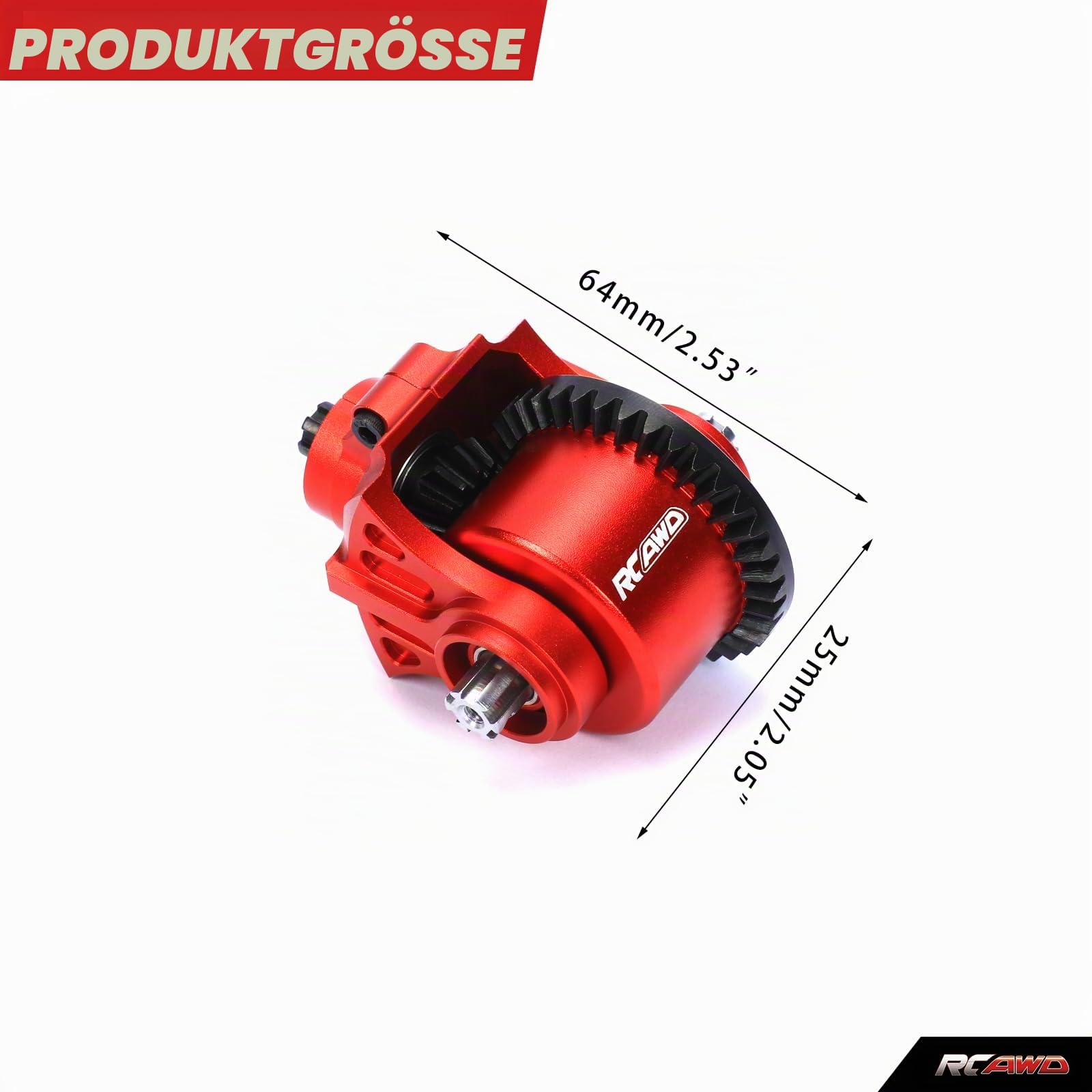 RCAWD arrma Differential Set 37T 13T Vergrößerte Spiralzähne für ARRMA Big Rock, Granit, Senton, Vorteks, Typhon, Infrktion, Vendetta 3S & Kraton Outcast 4S V2 Upgrade Part (rot)