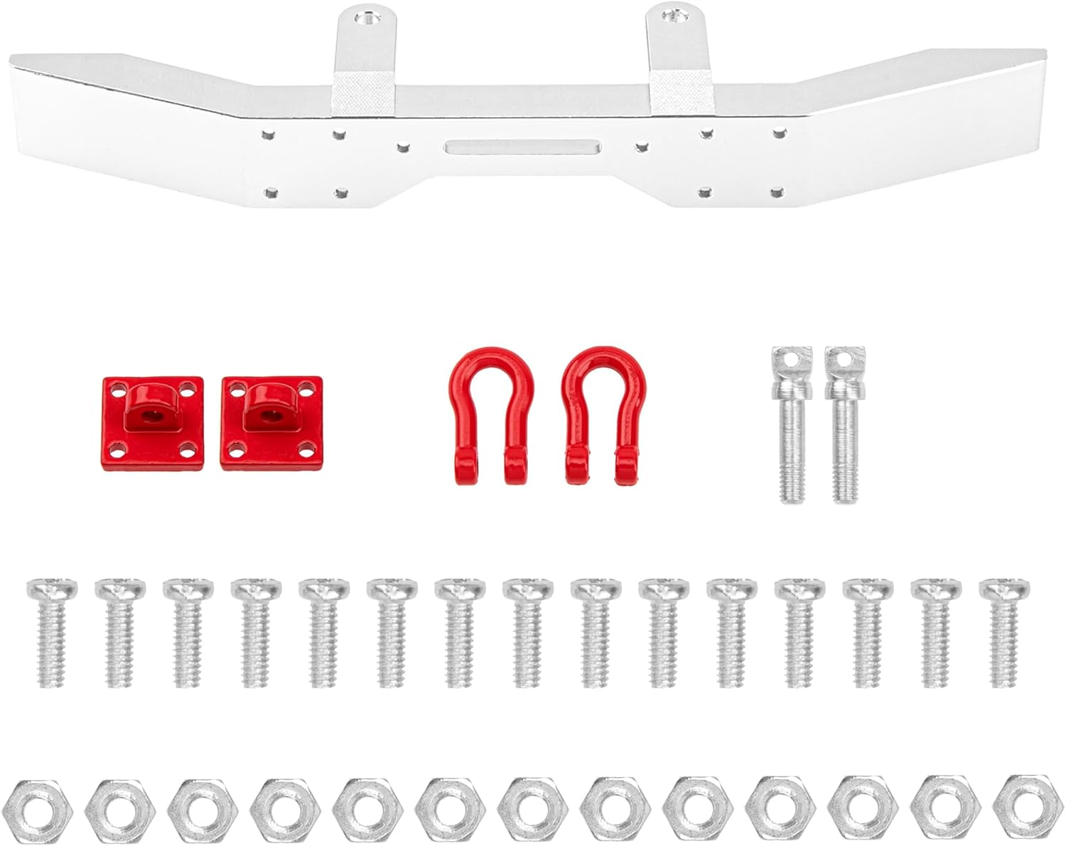 Metal Front Bumper & Trailer Hook Compatible with WPL B14 B24 B16 B36 C14 C24 HengLong Feiyue 1/16 RC Crawler Car