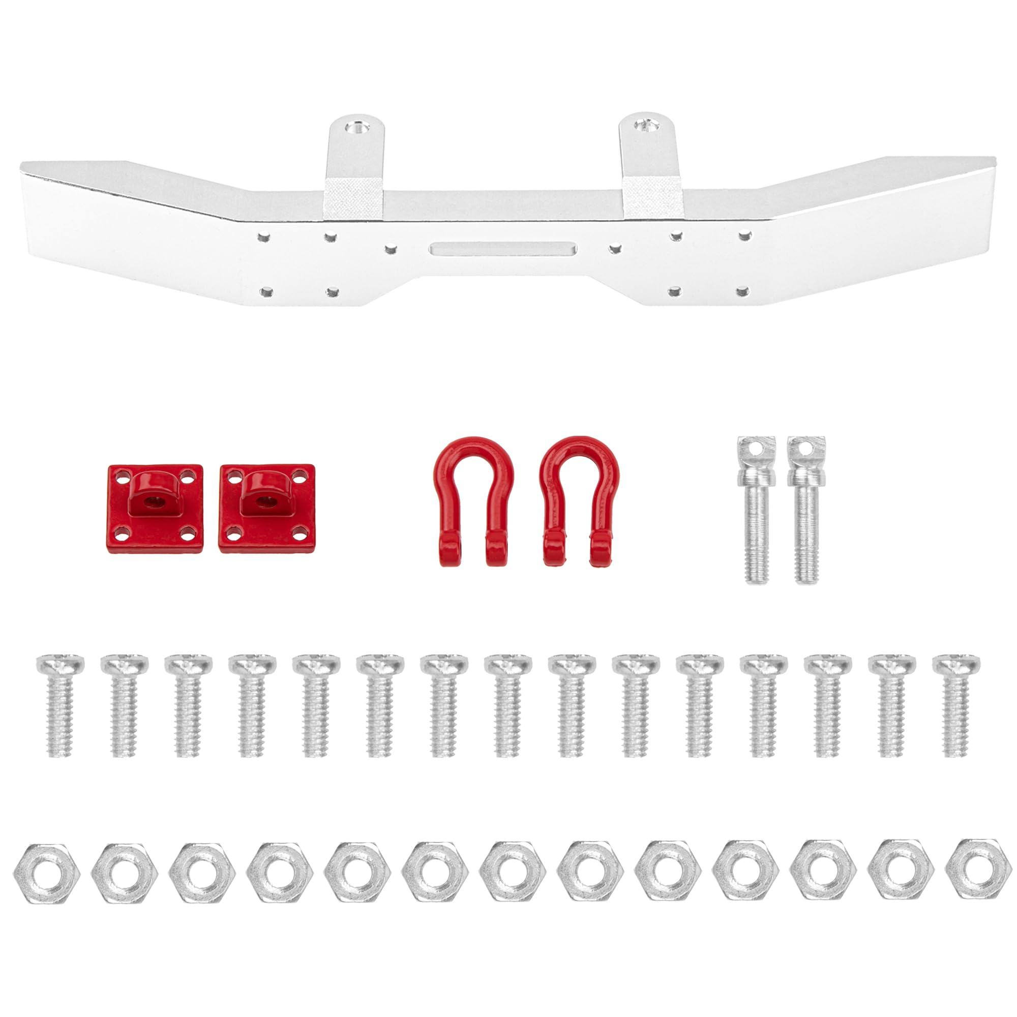 Metal Front Bumper & Trailer Hook Compatible with WPL B14 B24 B16 B36 C14 C24 HengLong Feiyue 1/16 RC Crawler Car