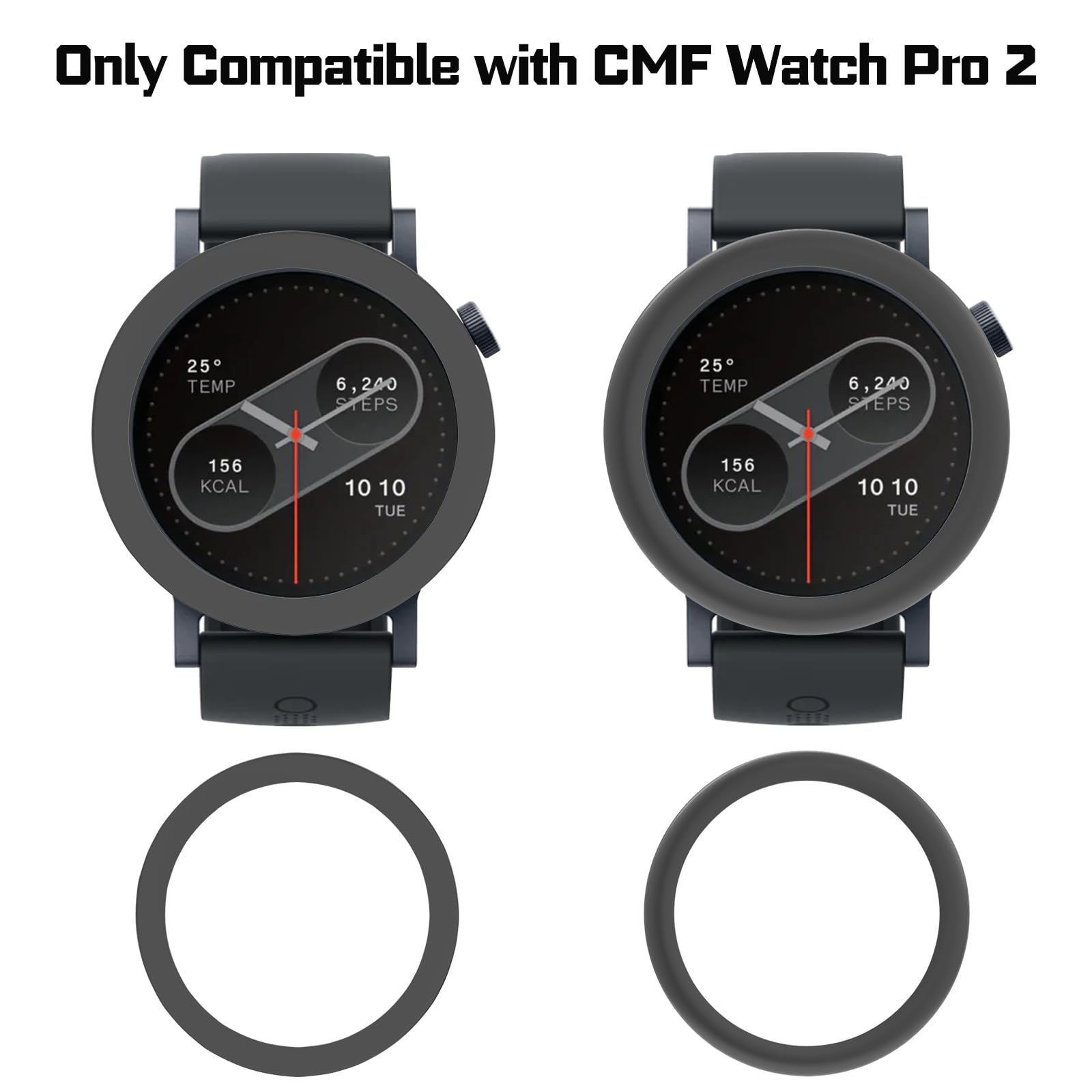 POZCIS 2 Pack Bezel Ring for CMF Watch Pro 2 Smartwatch, Replacement Metal Bezel Protector Case Accessories for CMF Watch Pro 2 Smartwatch for Men Women(Dark Grey)