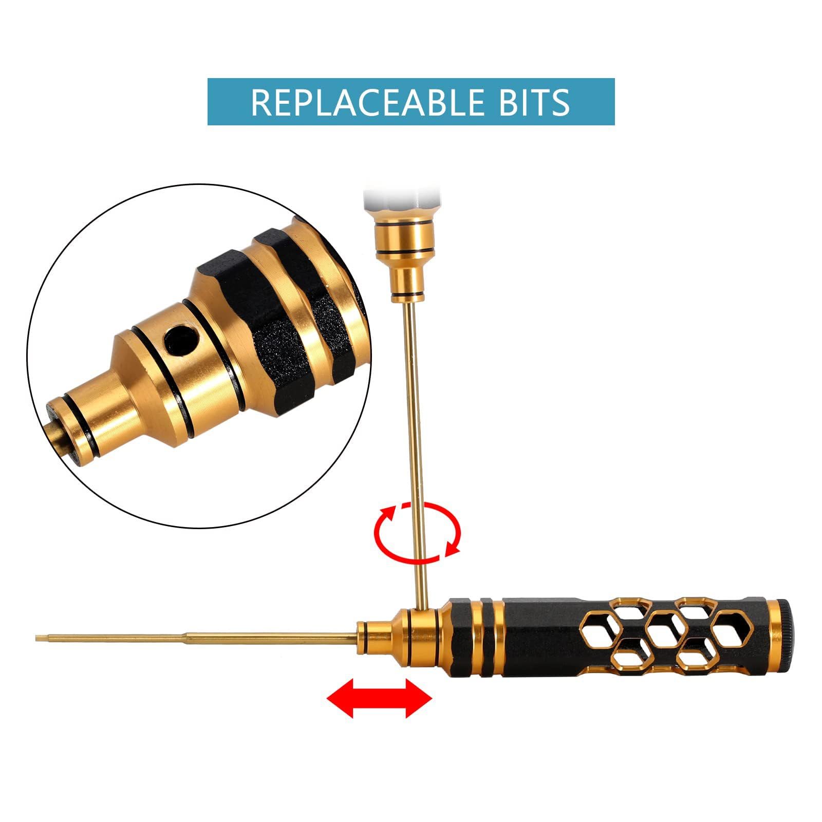 Set di 4 cacciaviti esagonali con manico a nido d'ape con punta rivestita 1,5/2/2,5/3,0 mm per telecomando riparazione auto cacciavite di precisione per telecomando auto