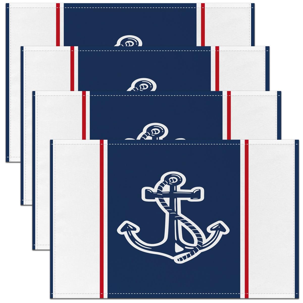 Homemissing Multicoloured 19 45X30cm Anchor Print Table Place Mats Nautical Themed Placemats Set Of 4 For Ocean Placemat For Kitchen Dining Table Decor Indoor Outdoor Sea Adventure