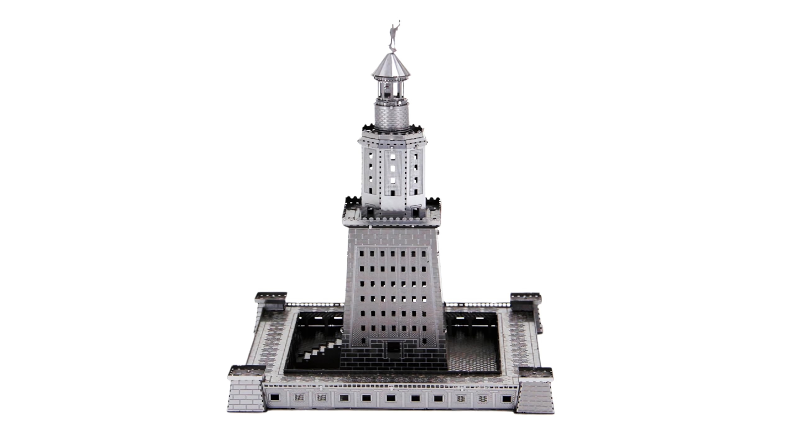 Metal Zone Faro de Alejandría Puzzle 3D de Metal. Maqueta Metal. Rompecabezas de Metal 3D de Arquitectura. Puzzle 3D de Metal para Adultos de 8,5 x 8,5 x 13,2cm