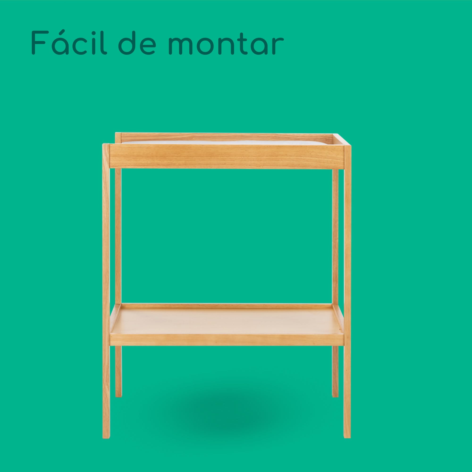 Bebeconfort Daisy, Cambiador Bebé Mueble, 0-12 M (11 kg), Cambiador Incluido, Impermeable, Fácil Limpieza & Montaje, Seguridad Garantizada, Fácil Acceso al Bebé, Estante, Madera Natural