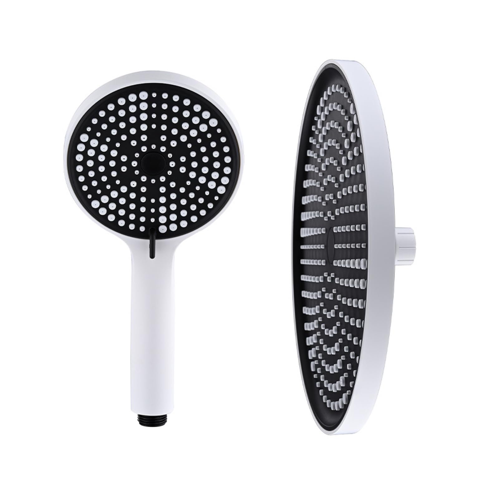 Fanjubei Turbocharged Handheld + Top Spray Set, Matte White Round Air-Boosted Showerhead Top Spray, Supercharged Handheld + Top Spray Set Matte White