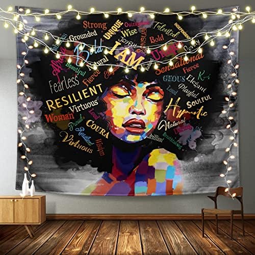 EZYES African American Women Tapestry Wall Hanging Polyester Tapestries With Hd Prints,Lightweight,Soft,No-Fading For Dorm, Bedroom, Livingroom Home Decor 60 * 51 inch