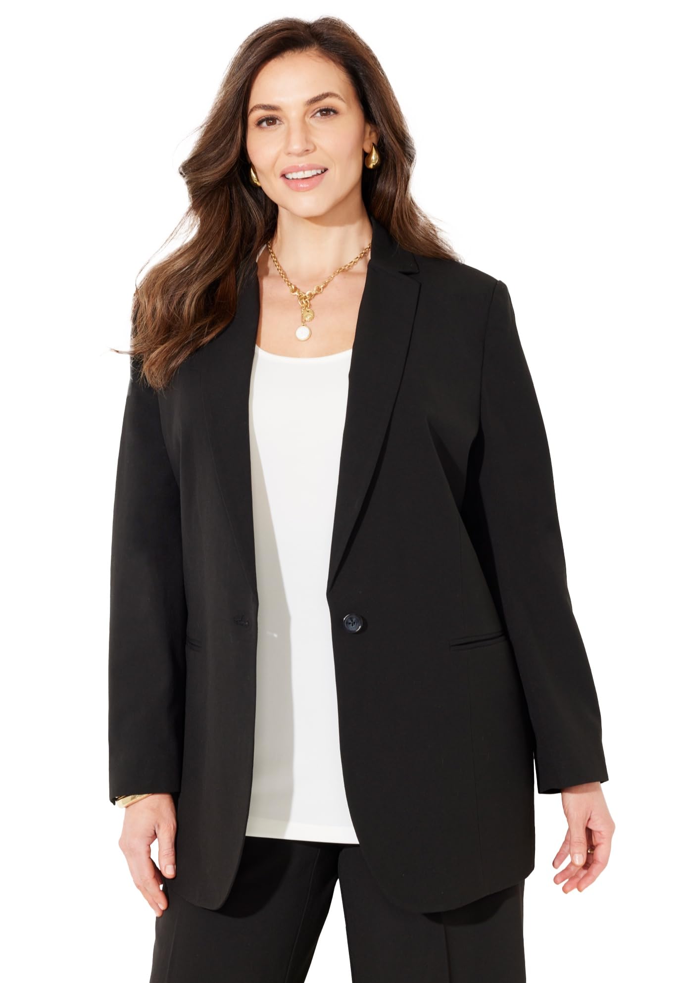 Catherines Women's Plus Size Right Fit; Curvy Blazer