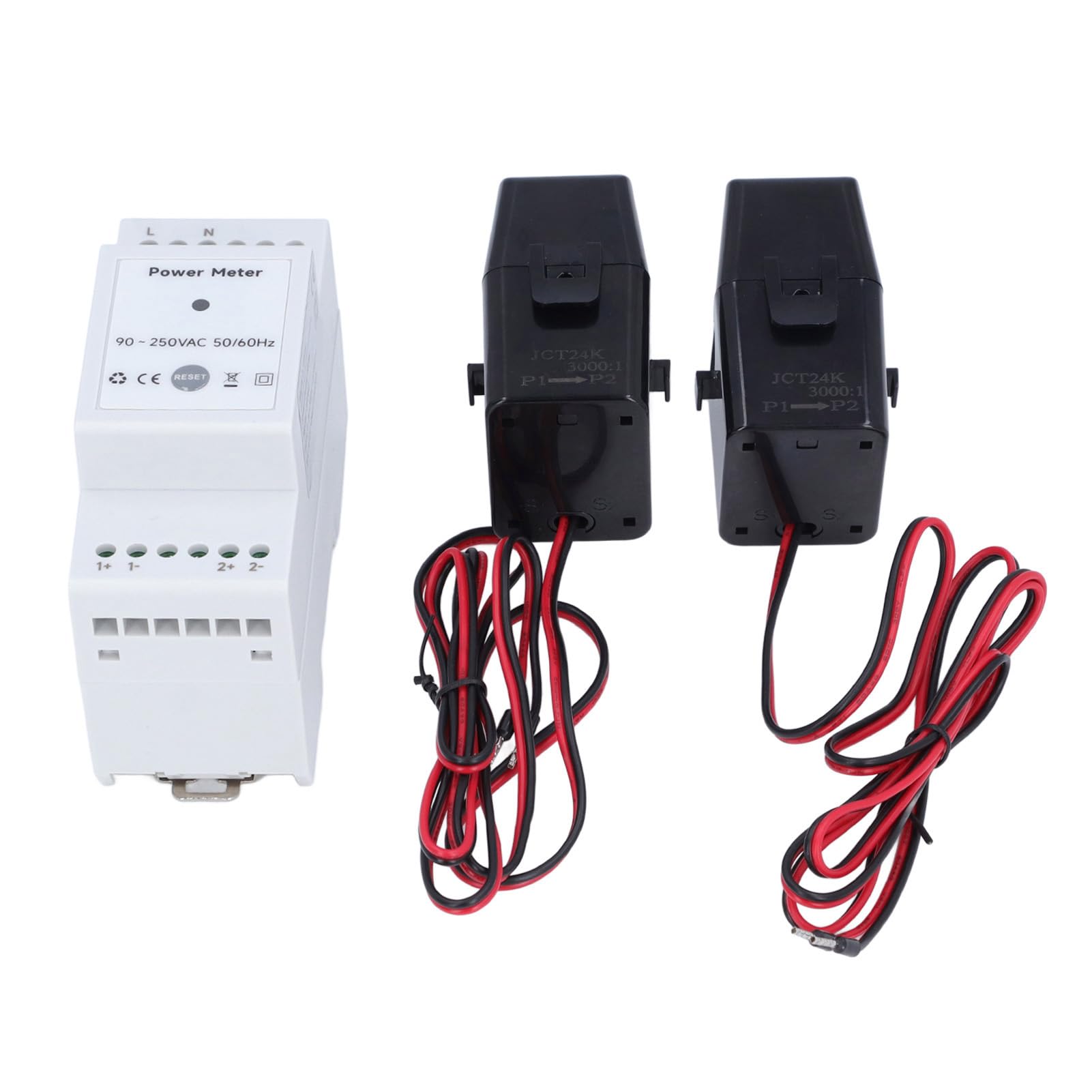 Jednofazowy Licznik Energii AC90-250V Monitorowanie Energii Miernik Zużycia Energii z Cęgowym Przekładnikiem Prądowym 750A X 2 Monitorowanie w Czasie Rzeczywistym Napięcie Prądu