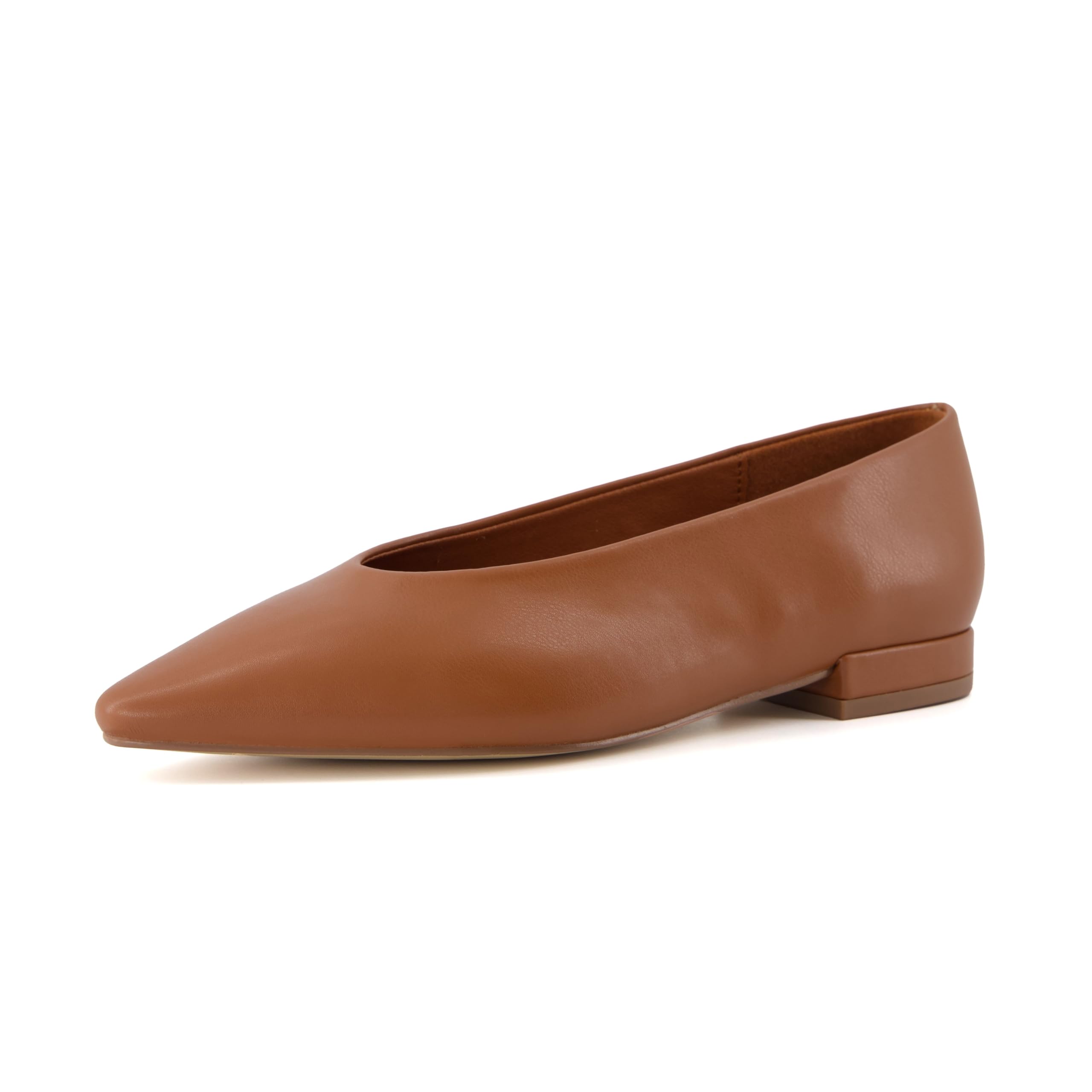 CUSHIONAIRE Gabor Women's Pointed Toe Slip-On Flat +Memory Foam, Wide Widths Available 9 Wide Smooth Cognac