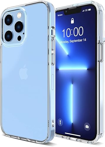 Trianium Funda compatible con iPhone 13 Pro Max 2021 (6.7 pulgadas), serie Clarium Funda protectora híbrida de TPU híbrida transparente