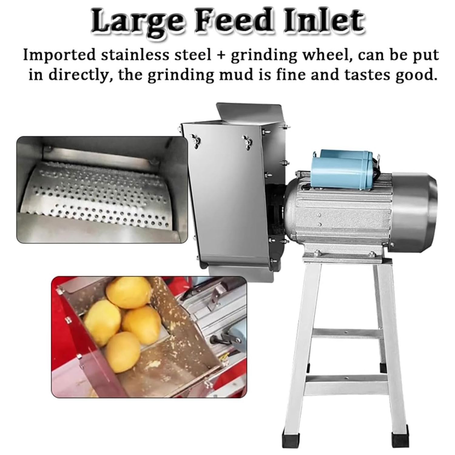 Presse-purée Commercial en Acier Inoxydable, broyeur à légumes sur Pied de 1 100 W avec Moteur en cuivre Pur, rendement de 100 kg/h, Gain de Temps, pour Pommes de Terre, radi(