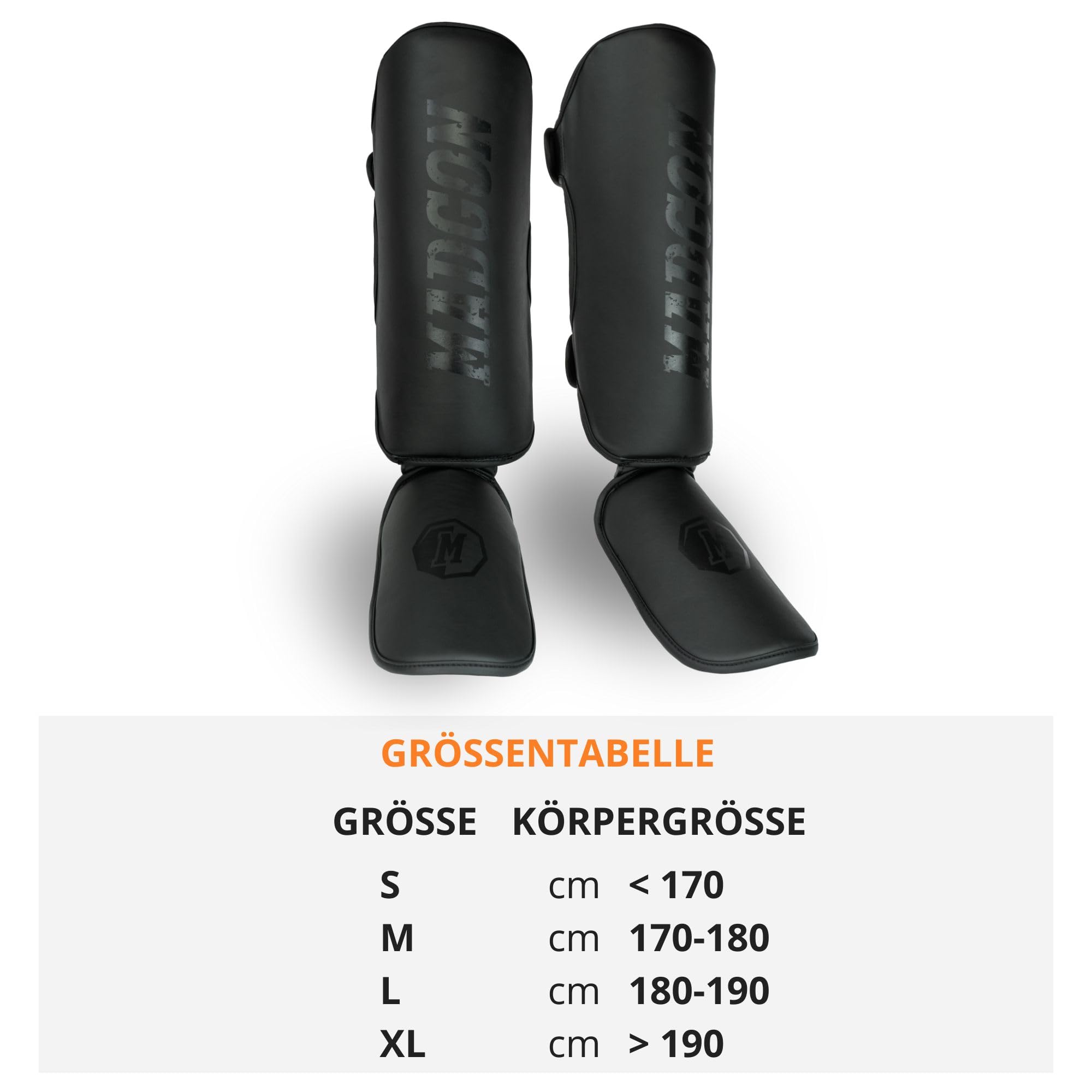 MADGON Schienbeinschoner mit perfektem Sitz und Dicker Polsterung - Schienbeinschutz für Kampfsport, MMA, Kickboxen, Muay Thai