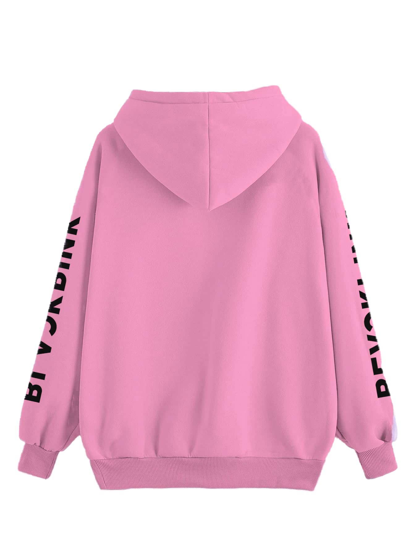 FUNKY MONKEY K-pop Long Sleeve Printing Hooded Sweatshirt Pull on 300 GSM Fleece (5-6, Pink) - Image 2 thumbnail