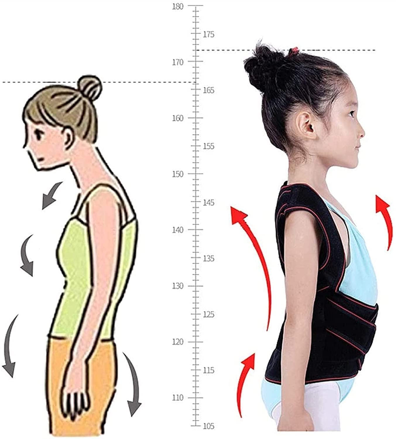 Całkowity Korektor Postury, Kids HuntbackBest Ergonomic Back Brace pomaga poprawić postawy Kyfozę klatki piersiowej Brace(S)