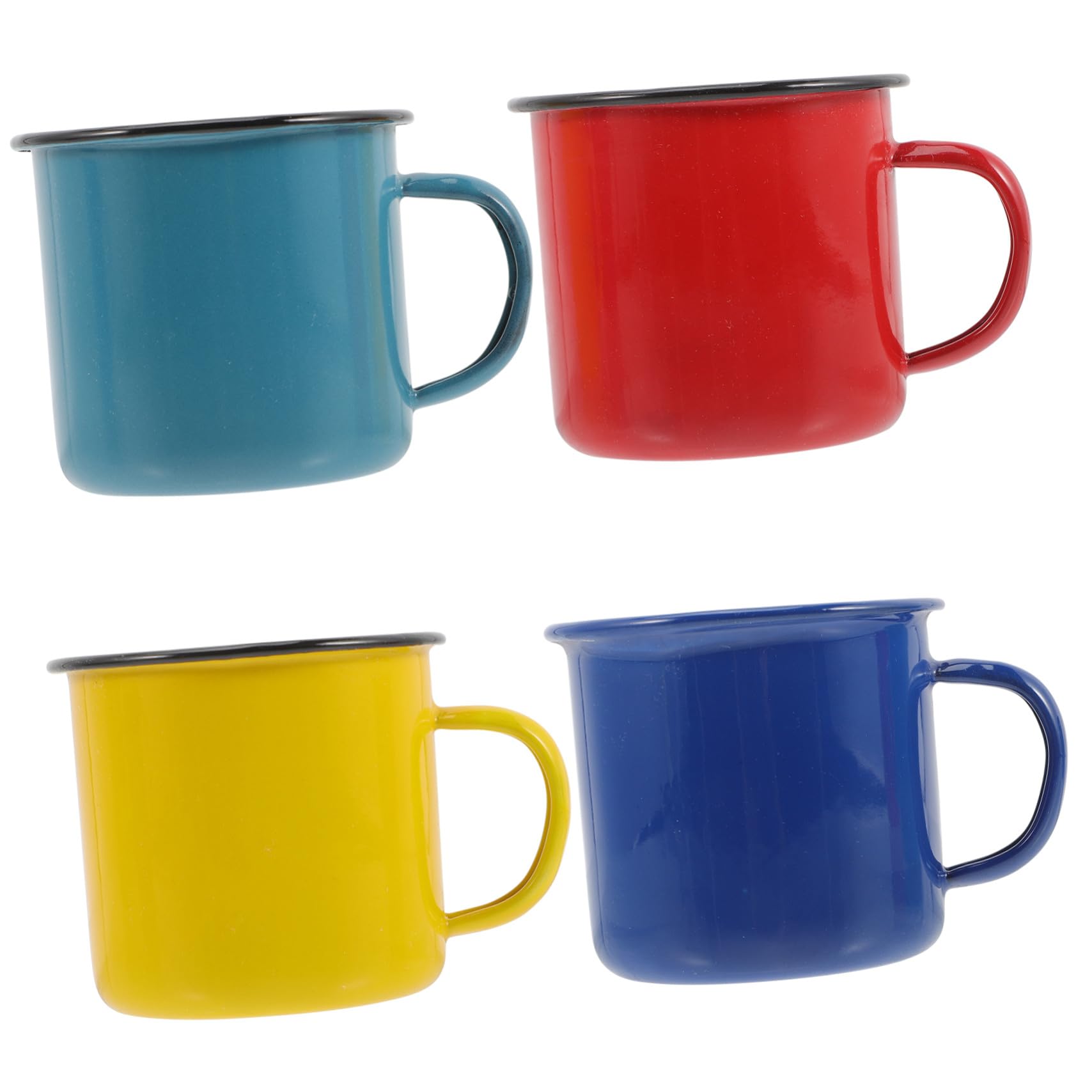 4 Stück Emaille Becher Aus Metall Hitzebeständig 8cm Klassisch Bunt Rutschfester Griff Langlebiger Wasser Und Kaffeebecher Für Haushalt Und Camping