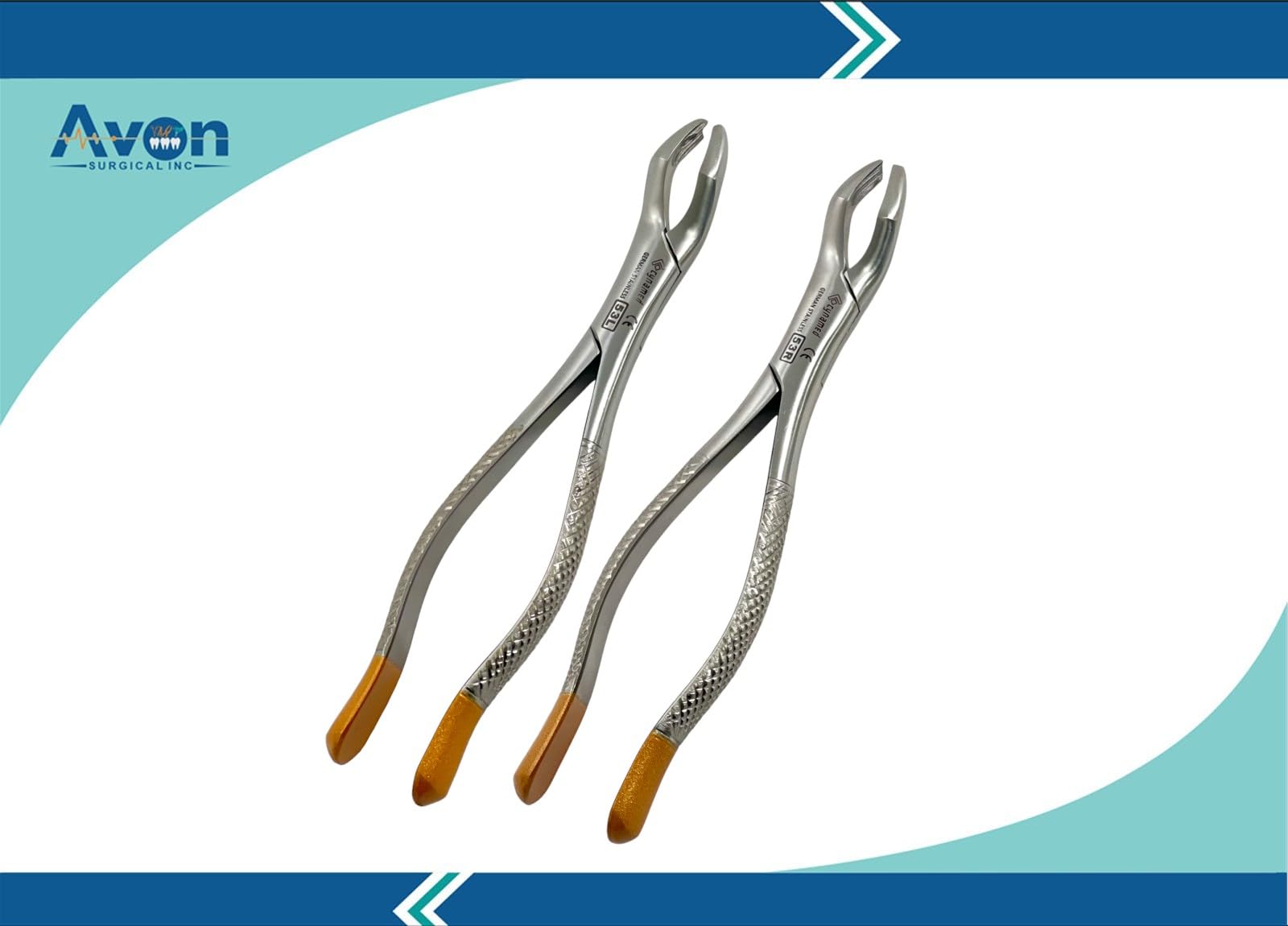 Set of 2 Dental Extracting Forceps No. 53L & No. 53R Angled Beak for Upper 1st and 2nd Molars Extraction | German Stainless Steel Premium Dental Instruments