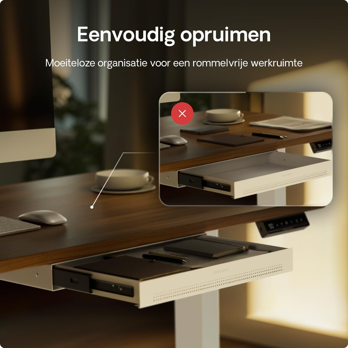 Desktronic Bureaulade, verborgen bureau-organizer, opberglade, ruimtebesparend, grote capaciteit, metaal, voor kantoor of make-up tafel, duurzame constructie (Donkerblauw