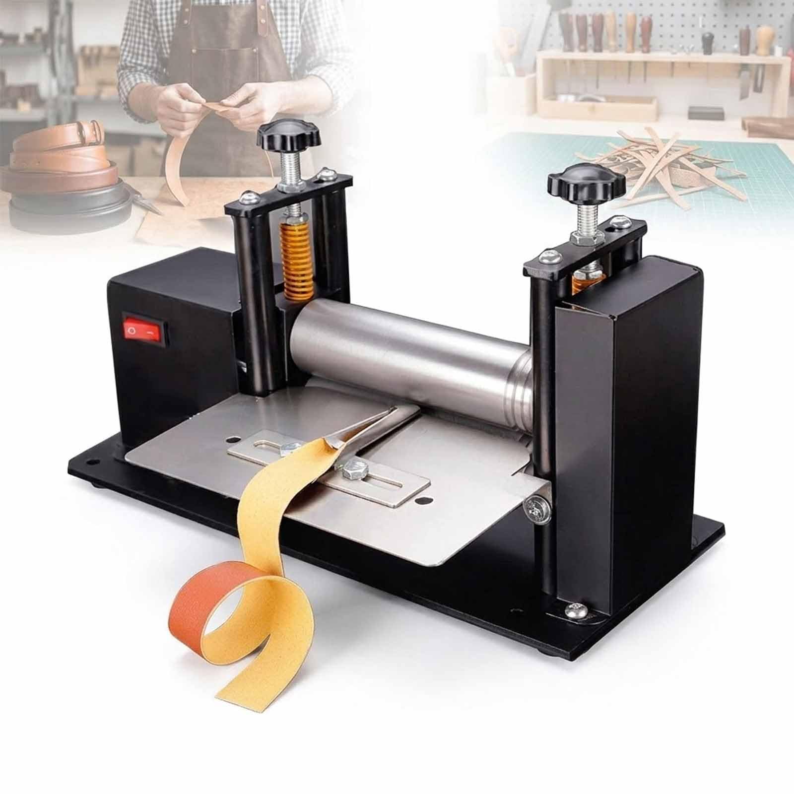 MObyat Leather Skiver Splitter, 45rpm Electric Peeling Machine, Electric Laminating Tool Desktop Pressing And Paring Machine, For Leather And Paper Craft, Desktop Pressing And Paring Machine